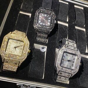 Elegant Gold and Silver Watch Set two pieces lab titanium black